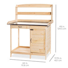 Load image into Gallery viewer, Garden Wooden Potting Bench w/ Metal Tabletop - Natural
