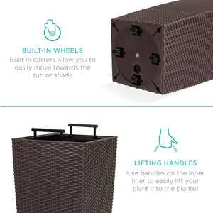 Indoor Outdoor Self-Watering Planter w/ Wheels, Water Gauge