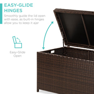 Indoor/Outdoor Wicker Storage Box w/ Steel Frame, Lift-Up Top - 136 Gallons