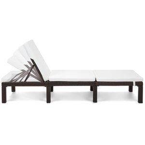 Set of 2 Adjustable Chaise Lounge Chairs w/ Water-Resistant Cushions - White