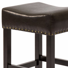 Load image into Gallery viewer, Set of 2 Backless Leather Counter Stool Seat Accents w/ Silver Studs
