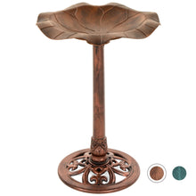 Load image into Gallery viewer, Lily Leaf Pedestal Bird Bath Decoration Accent w/ Floral Accents
