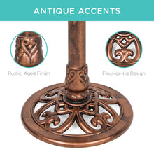 Load image into Gallery viewer, Lily Leaf Pedestal Bird Bath Decoration Accent w/ Floral Accents
