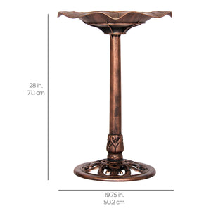 Lily Leaf Pedestal Bird Bath Decoration Accent w/ Floral Accents