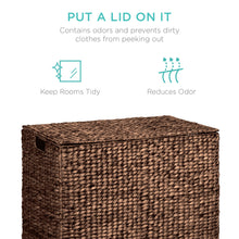Load image into Gallery viewer, Extra Large Water Hyacinth Double Laundry Hamper Basket w/ 2 Liner Bags
