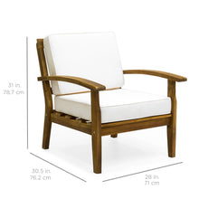Load image into Gallery viewer, Set of 2 Outdoor Acacia Wood Club Accent Chairs w/ Water-Resistant Cushions
