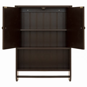 Bathroom Wall Storage Organization Cabinet w/ Double Doors, Towel Bar