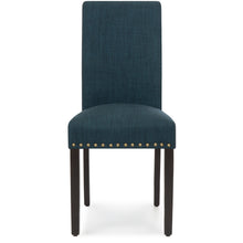 Load image into Gallery viewer, Set of 2 Upholstered Parsons Accent Dining Chairs w/ Wood Legs, Studded Trim
