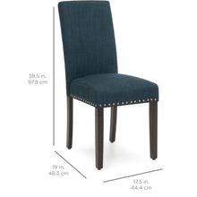 Load image into Gallery viewer, Set of 2 Upholstered Parsons Accent Dining Chairs w/ Wood Legs, Studded Trim
