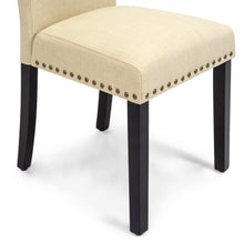 Load image into Gallery viewer, Set of 2 Upholstered Parsons Accent Dining Chairs w/ Wood Legs, Studded Trim
