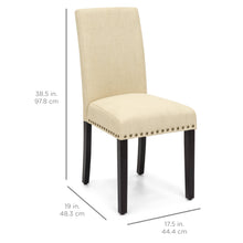 Load image into Gallery viewer, Set of 2 Upholstered Parsons Accent Dining Chairs w/ Wood Legs, Studded Trim
