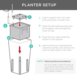 Indoor Outdoor Self-Watering Planter w/ Wheels, Water Gauge