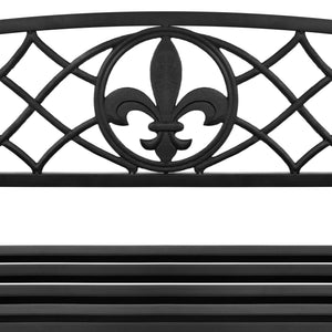 Outdoor Metal Hanging 2-Person Swing Bench w/ Fleur-de-Lis Accents