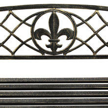 Load image into Gallery viewer, Outdoor Metal Hanging 2-Person Swing Bench w/ Fleur-de-Lis Accents
