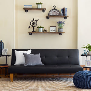 Convertible Lounge Futon Sofa Bed w/ Adjustable Back, Tufted Design