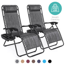 Load image into Gallery viewer, Set of 2 Adjustable Zero Gravity Patio Chair Recliners w/ Cup Holders
