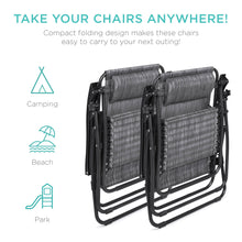 Load image into Gallery viewer, Set of 2 Adjustable Zero Gravity Patio Chair Recliners w/ Cup Holders

