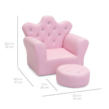 Load image into Gallery viewer, Kids Upholstered Tufted Bejeweled Mini Chair Seat w/ Ottoman
