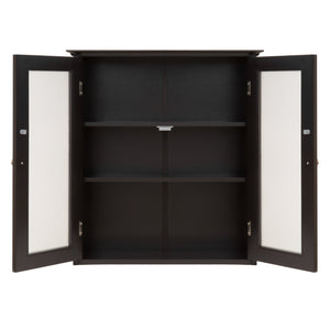 Bathroom Wall Storage Medicine Cabinet w/ Tempered Glass Double Doors