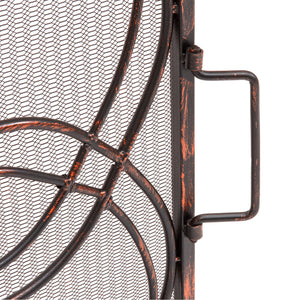 3-Panel 55x33in Wrought Iron Metal Fireplace Screen Cover w/ Scroll Design