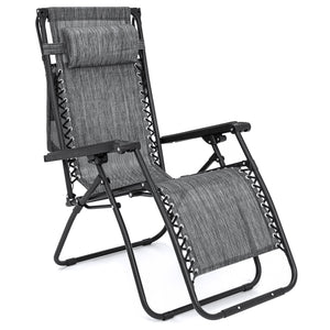 Folding Zero Gravity Recliner Lounge Chair w/ Canopy, Cup Holder