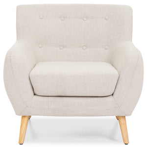 Mid-Century Modern Tufted Linen Accent Chair