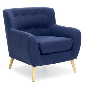 Mid-Century Modern Tufted Linen Accent Chair