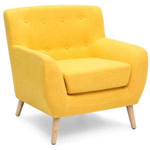 Mid-Century Modern Tufted Linen Accent Chair