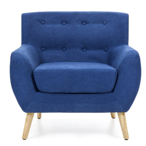 Mid-Century Modern Tufted Linen Accent Chair