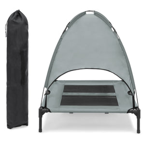 36in Outdoor Raised Cooling Pet Dog Bed w/ Canopy, Travel Bag