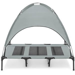 48in Outdoor Raised Cooling Pet Dog Bed w/ Canopy, Travel Bag