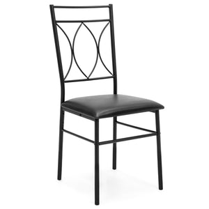 5-Piece Dining Set w/ Wood Table, Metal Chairs, Faux Leather Seats - Black
