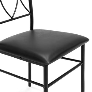 5-Piece Dining Set w/ Wood Table, Metal Chairs, Faux Leather Seats - Black