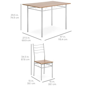 5-Piece Wooden Kitchen Table Dining Set w/ Metal Legs, 4 Chairs
