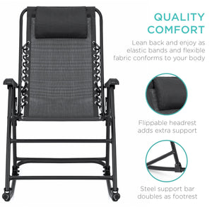 Foldable Zero Gravity Patio Rocking Lounge Chair
