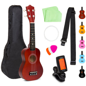Acoustic Soprano Basswood Ukulele Starter Kit w/ Bag, Strap, Tuner