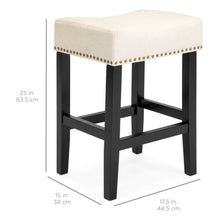 Load image into Gallery viewer, Set of 2 Backless Leather Counter Stool Seat Accents w/ Silver Studs
