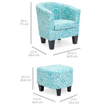 Load image into Gallery viewer, Upholstered Barrel Accent Chair Decor Furniture w/ Ottoman, Birch Wood Legs

