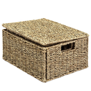 Set of 4 Seagrass Storage Baskets w/ Lids