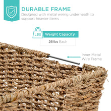 Load image into Gallery viewer, Set of 4 Seagrass Storage Tote Baskets, Laundry Organizer w/ Insert Handles
