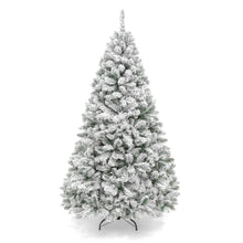 Load image into Gallery viewer, Snow Flocked Hinged Artificial Pine Christmas Tree w/ Metal Stand

