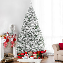 Load image into Gallery viewer, Snow Flocked Hinged Artificial Pine Christmas Tree w/ Metal Stand
