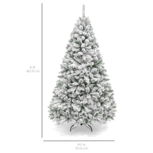 Load image into Gallery viewer, Snow Flocked Hinged Artificial Pine Christmas Tree w/ Metal Stand
