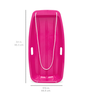 35in Kids Plastic Toboggan Snow Sled Board Toy w/ Rope, 2 Handles