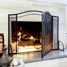 Load image into Gallery viewer, Single Panel 40x29in Steel Mesh Fireplace Screen w/ Locking Door
