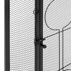 Single Panel 40x29in Steel Mesh Fireplace Screen w/ Locking Door