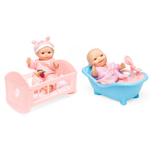 Load image into Gallery viewer, Set of 6 Kids 5in Hand-Sized Baby Doll Toys w/ 6 Lounging Accessories
