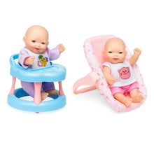 Load image into Gallery viewer, Set of 6 Kids 5in Hand-Sized Baby Doll Toys w/ 6 Lounging Accessories
