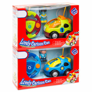 Set of 2 Kids RC Remote Control Racing Car Toys w/ Action Figures