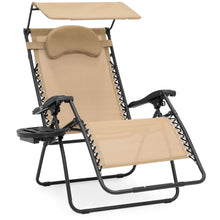 Load image into Gallery viewer, Oversized Zero Gravity Chair w/ Folding Canopy Shade Cup Holder
